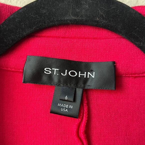 St. John Fuchsia Tailored Single Button Wool Blend Blazer Size 6 - Picture 4 of 6